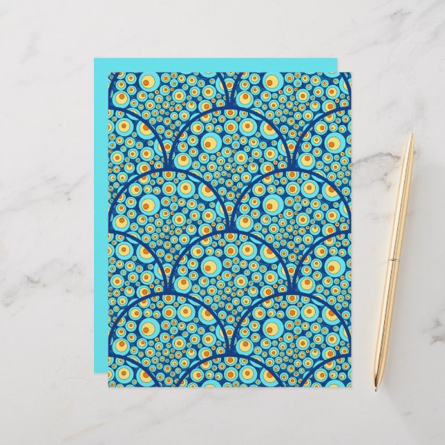Papier Starry Night On Sea Doodle Deco Scrapbook Paper (Devant/Arrière en situation)