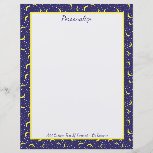 Papier Stars & Lune Marine Blue & Gold Motif Personnalise (Devant)