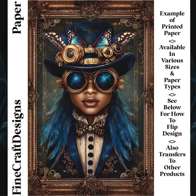 Papier Steampunk Femme Africaine Femme CM7 Scrapbook Papi (Créateur téléchargé)