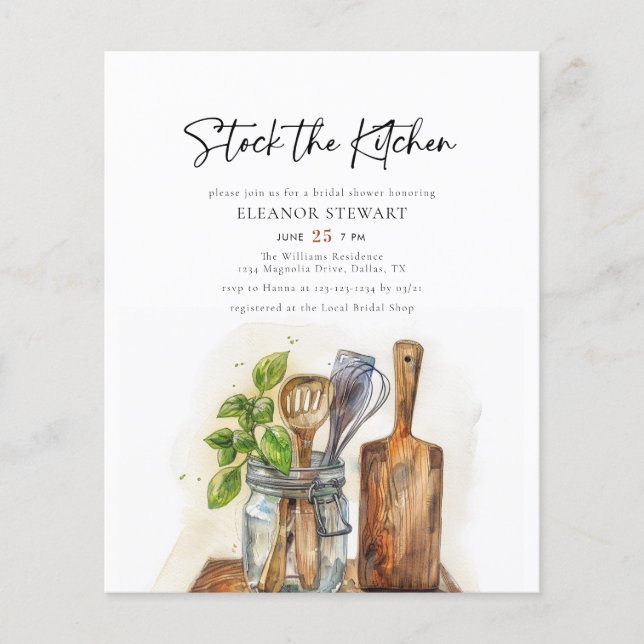Papier Stock Budget L'Invitation De La Cuisine Nuptiale D (Devant)