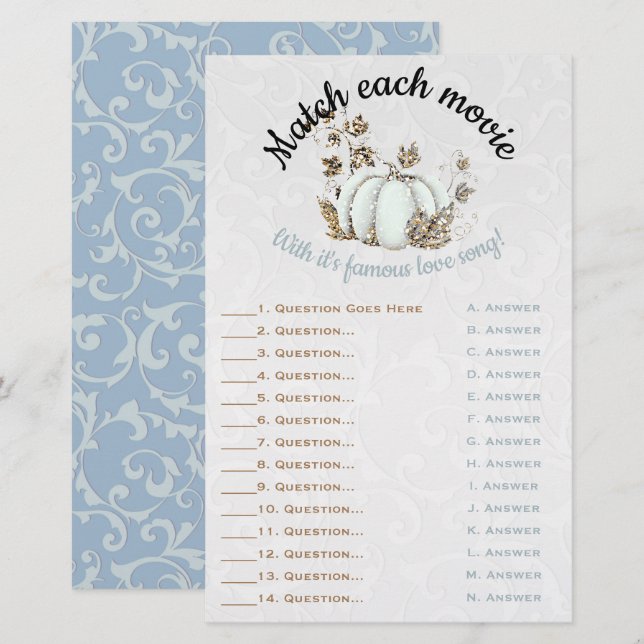 Papier Storybook Gold White Citrouille Match de mariée je (Devant / Derrière)