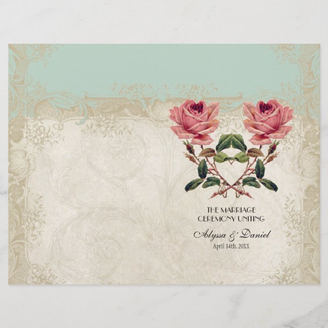 Papier Style baroque Rose Vintage Mint n Crème Lace (Devant)