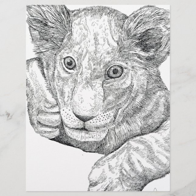 Papier Stylo Lion Cub et encre (Devant)