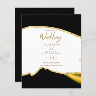 Papier Sublime Black Gold White Wedding Invitations