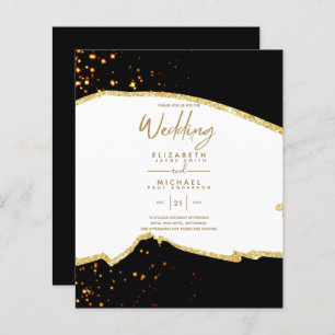 Papier Sublime Black Gold White Wedding Invitations