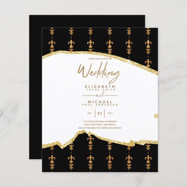 Papier Sublime BLack OR Blanc Mariage Invitations (Devant / Derrière)