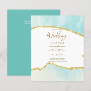 Papier Sublime Ocean Aqua Blue Gold Wedding Invitations