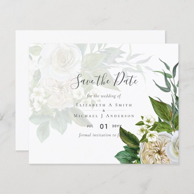 Papier Suite Mariage Sublime - Roses Blanches (Devant / Derrière)