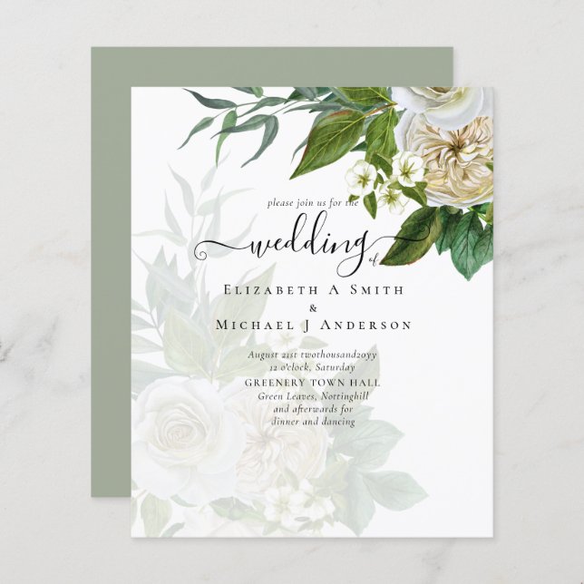 Papier Suite Mariage Sublime - Roses Blanches (Devant / Derrière)