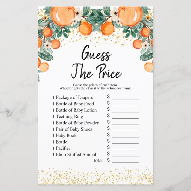 Papier Summer Citrus Orange devinez le prix Game (Devant)