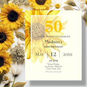 Papier Sunflower 50e Budget Invitation d'anniversaire