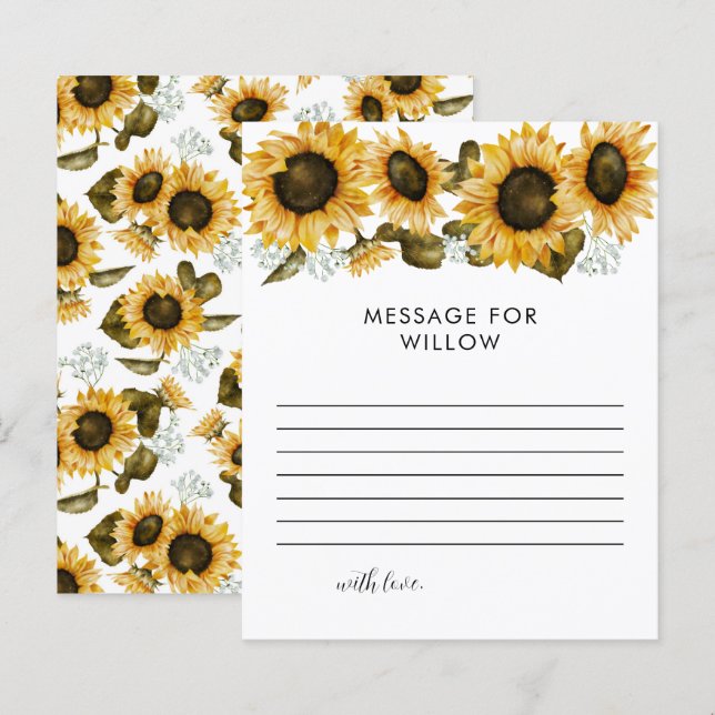 Papier Sunflower Anniversaire heure Capsule Message Card (Devant / Derrière)