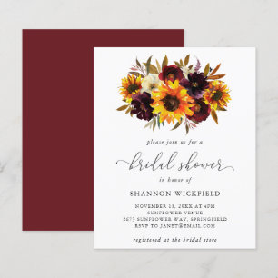 Papier Sunflower Automne Budget Douche nuptiale Invitatio