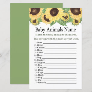 Papier Sunflower Baby Animaux Nom Jeu