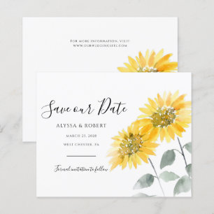 Papier Sunflower Botanical Enregistrer La Date Annonce