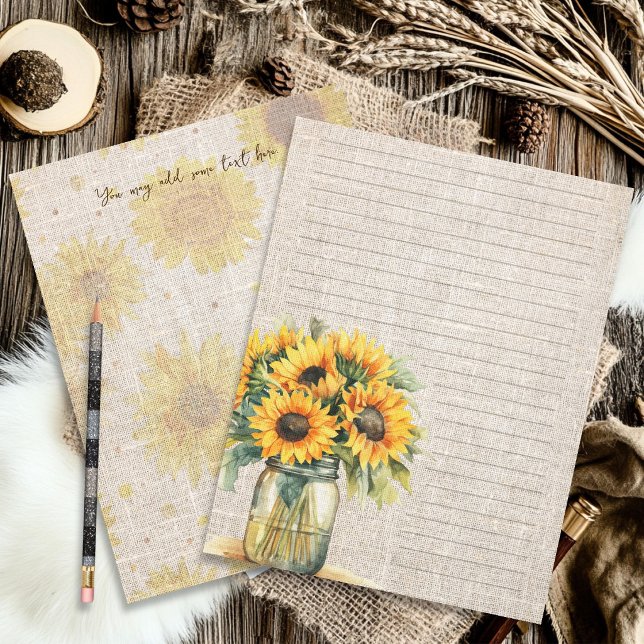 Papier Sunflower Bouquet Lined Scrapbook Paper (Créateur téléchargé)