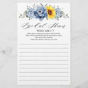 Papier Sunflower Dusty Blue Slate Peony Qui Suis-Je Jeu