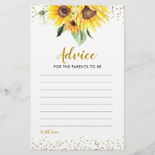 Papier Sunflower est en route Baby shower Advice Card