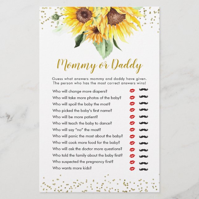 Papier Sunflower est en route Baby shower maman ou papa (Devant)