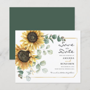 Papier Sunflower Eucalyptus Enregistrer La Date Annonce