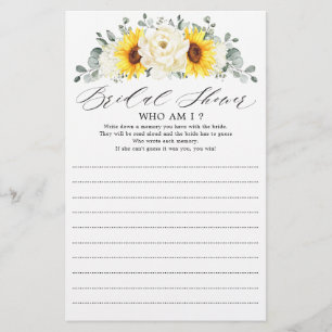 Papier Sunflower Ivory Peony Floral Qui Suis-Je Jeu