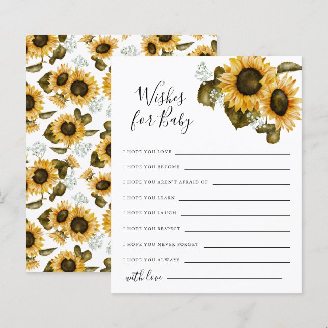 Papier Sunflower Wives for Baby Card (Devant / Derrière)