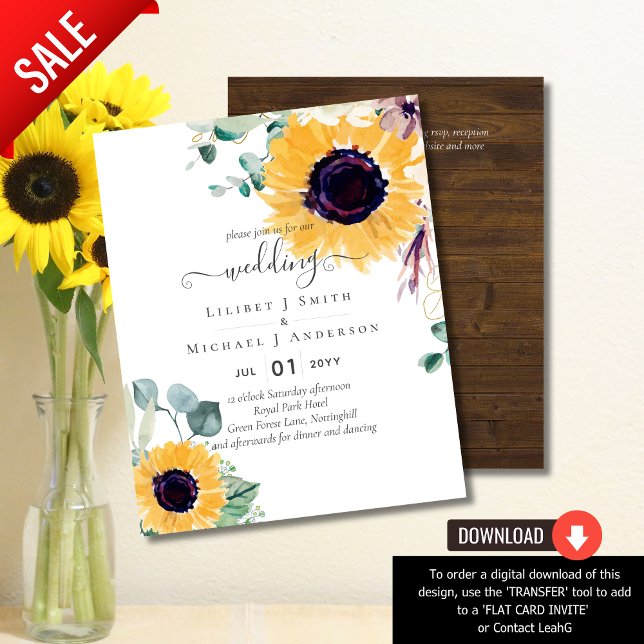 Papier Sunflowers Eucalyptus Mariage de verdure (Créateur téléchargé)
