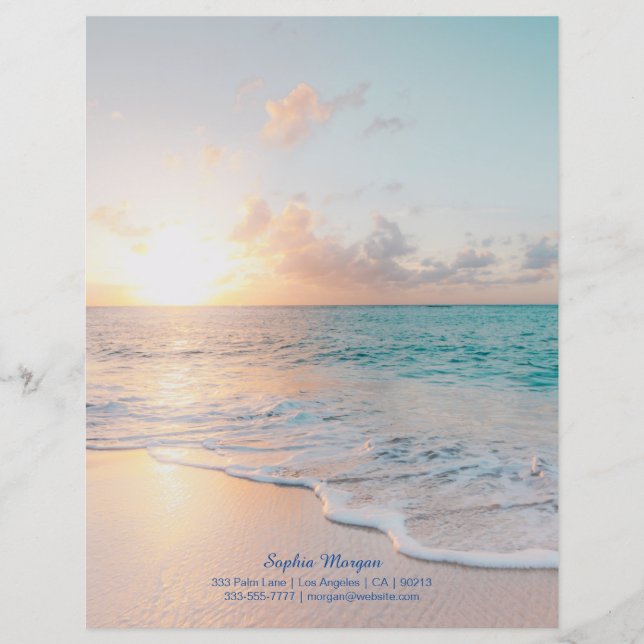 Papier Sunset Beach, Nom/Coordonnées en bleu (Devant)