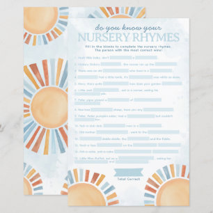 Papier Sunshine Baby shower Nursery Rhyme Jeu