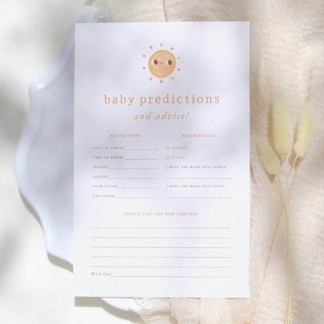 Papier Sunshine Baby shower Prédictions & Conseils Jeu (Créateur téléchargé)