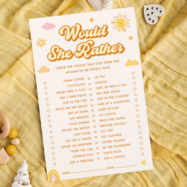 Papier Sunshine Baby shower Voudrait-Elle Plutôt Jouer (Créateur téléchargé)
