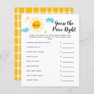 Papier Sunshine Devine Le Prix Bon Baby shower Jeu