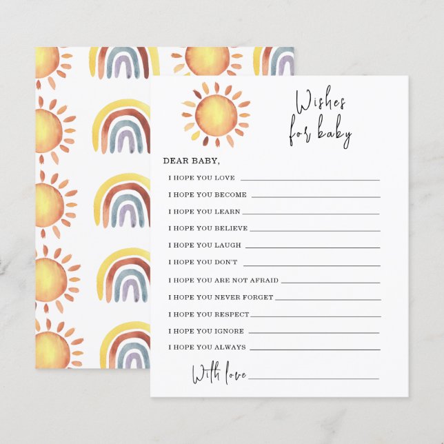 Papier Sunshine Party | voeux pour bébé (Devant / Derrière)