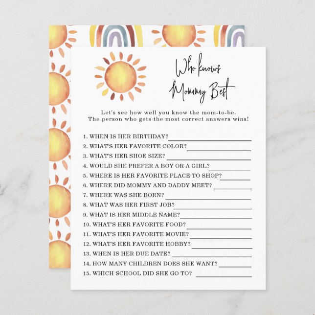 Papier Sunshine Qui connaît maman mieux (Devant / Derrière)