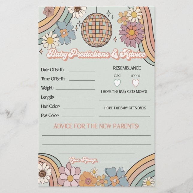 Papier super les années 70 rétro jeu baby shower baby con (Devant)