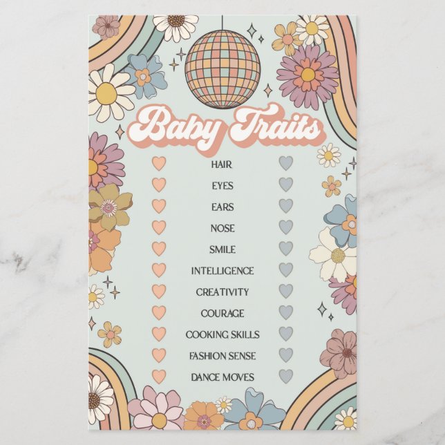 Papier super les années 70 rétro jeu baby shower bébé tra (Devant)