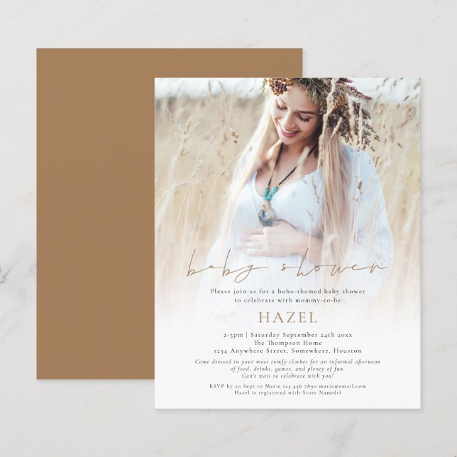 Papier Superposition de photos pour Baby Shower Budget Bo (Devant / Derrière)