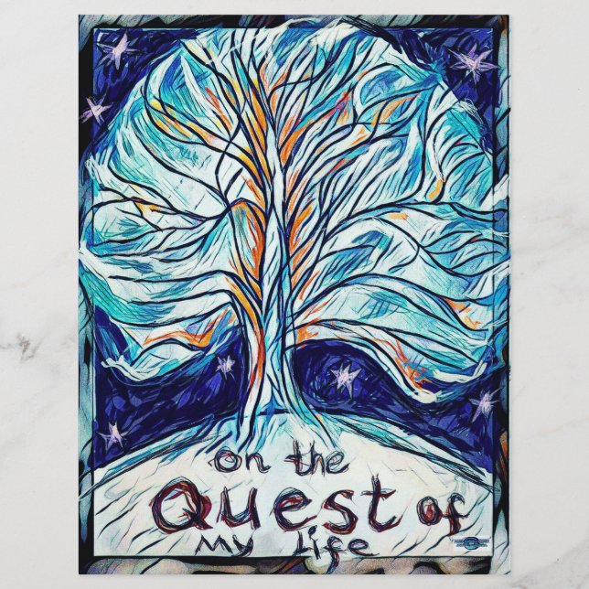 Papier Sur la quête de ma vie - Arbre - Étoiles. (Devant)