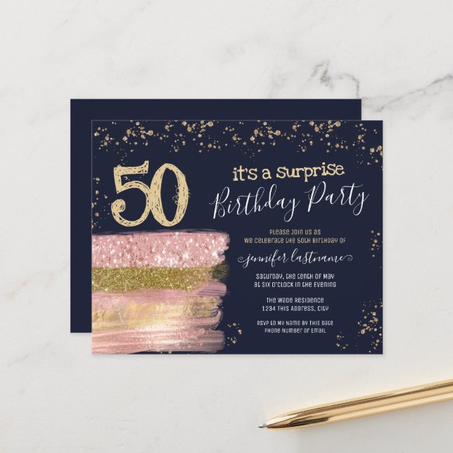 Papier Surpris 50e anniversaire Parties scintillant gâtea (Devant/Arrière en situation)