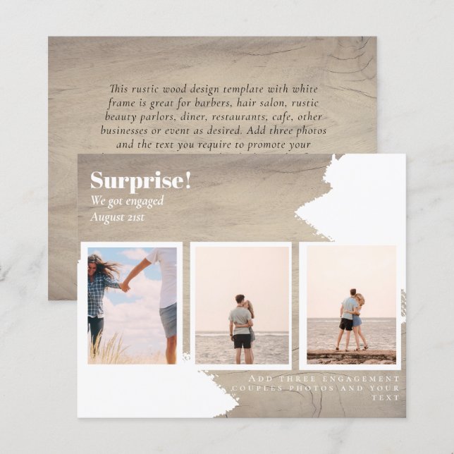 Papier SURPRISE ! BUDGET DU fiançailles PHOTO COLLAT (Devant / Derrière)