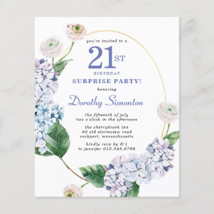 Papier Surprise Party Budget 21e anniversaire Invitation