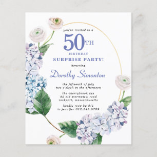 Papier Surprise Party Budget 50e anniversaire Invitation