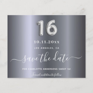 Papier Sweet 16 anniversaire métal argenté enregistrer la