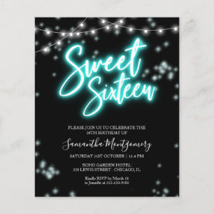 Papier Sweet 16 Anniversaire Turquoise Neon Glow Budget I