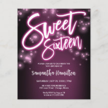 Sweet 16 Anniversaires Hot rose Neon Glow Budge In