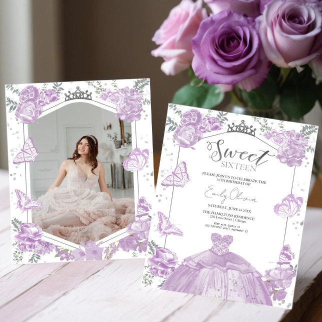 Papier Sweet 16 Budget Invitation Robe Papillon (Créateur téléchargé)