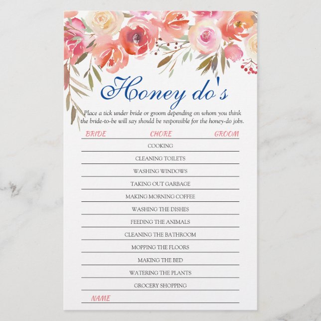Papier Sweet Blush Floral Honey Do's Fête des mariées Gam (Devant)