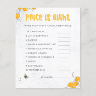 Papier Sweet Honey Bee Jaune Baby shower Jeu