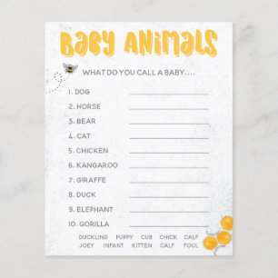 Papier Sweet Honey Bee Jaune Douche Bébé Animaux Jeu