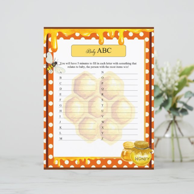 Papier Sweet Honeybee Baby shower ABC Jeu (Debout devant)